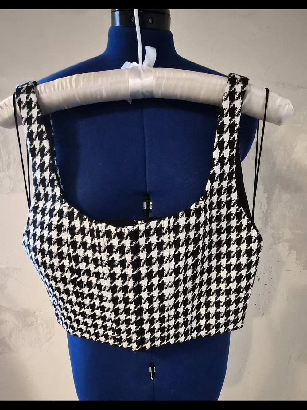 Alice + Olivia Breslin Corset Houndstooth Top